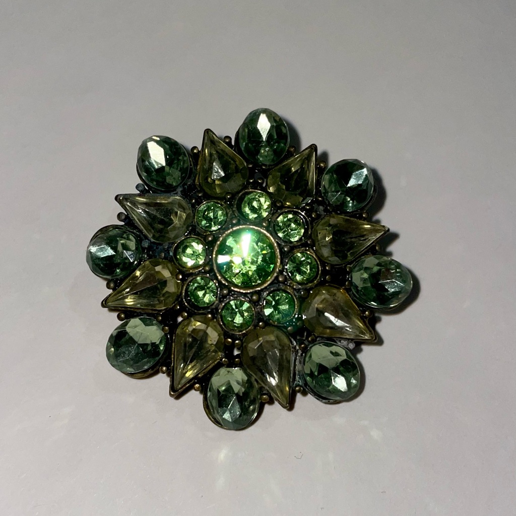 Vintage Green Gem Brooch